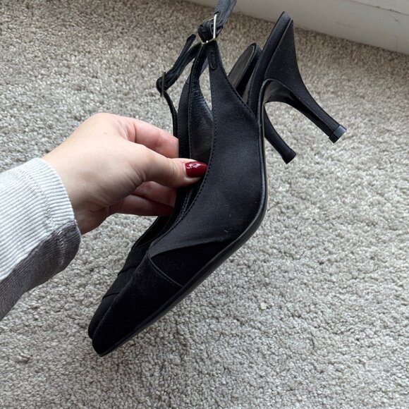 Vintage Cole Haan Collection Made in Italy Elegant Black Slingback Heels - Picture 10 of 12